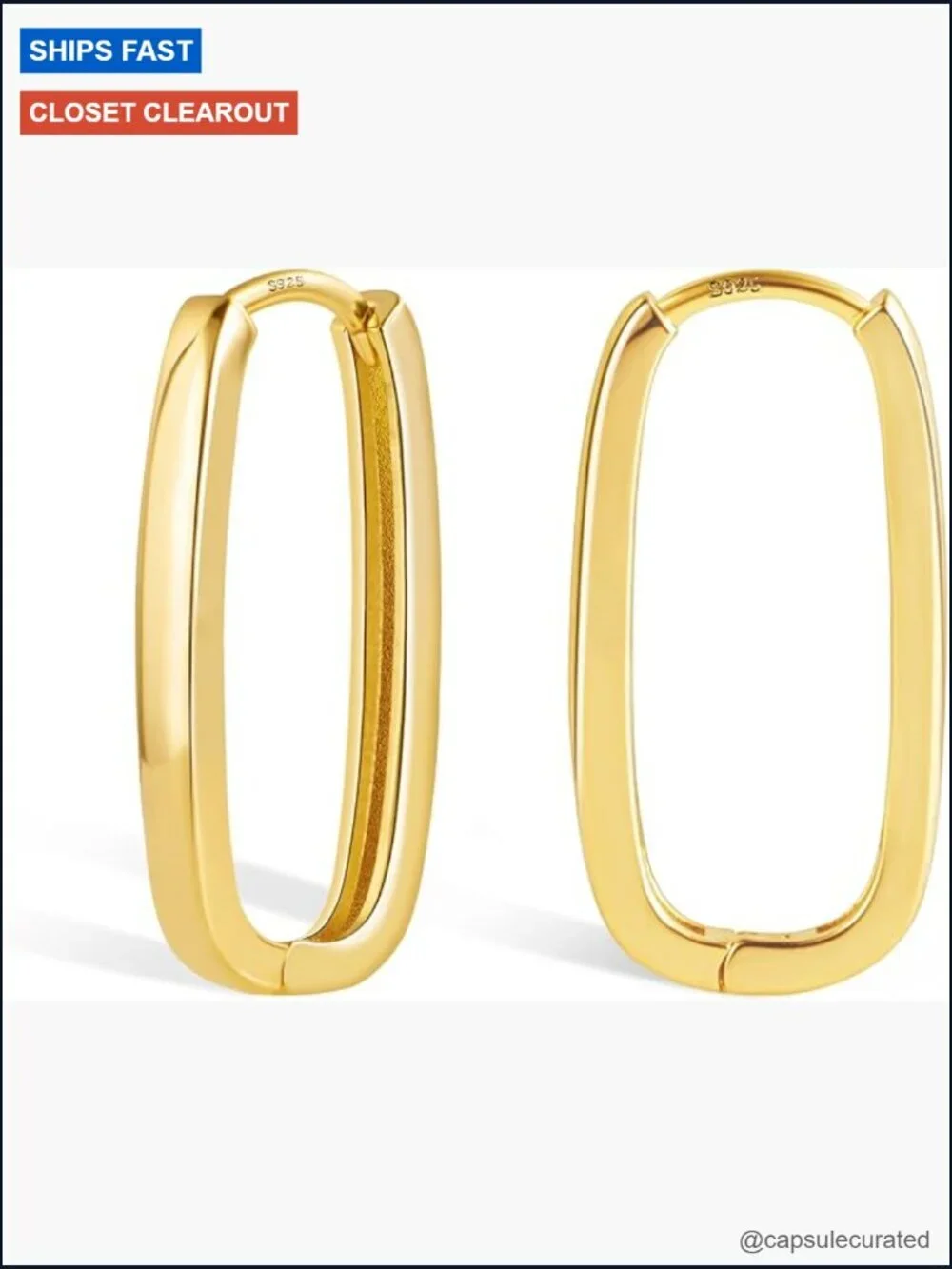Rectangle Gold Hoop Earrings Geometric Hypoallergenic Square Hoops